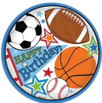 Sports Birthday 9in Plate - 8 Plates/Pack or 144 Plates/Case Party Direct