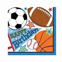 Sports Birthday Luncheon Napkins - 16 Napkins/Pack Party Direct