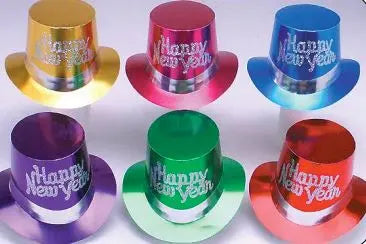 Copy of Top Hats, Happy New Year, Paper, Astd Foil Colors - 25pcs/Box Party Direct