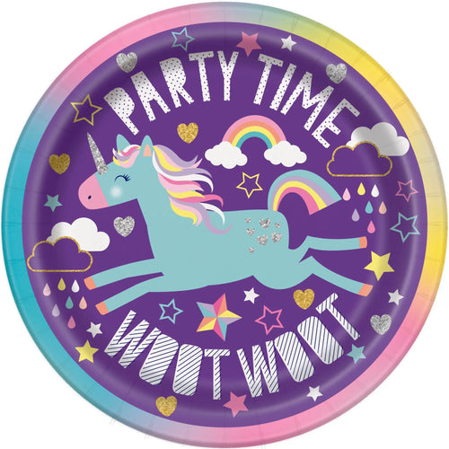 Unicorns 7in Plate - 8 Plates/Pack or 96 Plates/Unit  - Party Direct