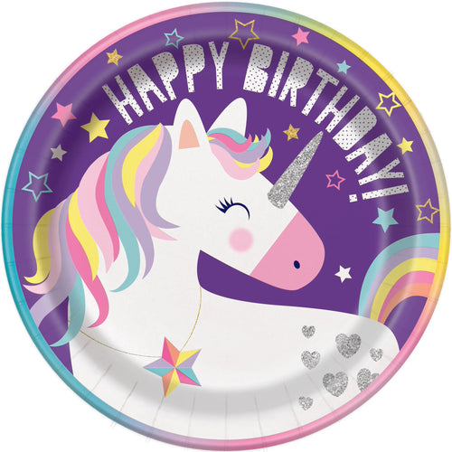Unicorns 9in Plate - 8 Plates/Pack or 96 Plates/Unit  - Party Direct