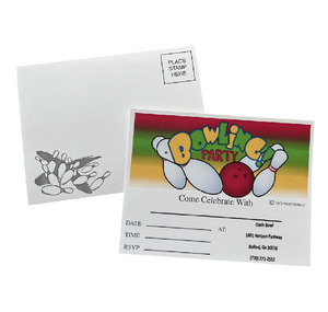 Bowling Party Postcard Invitation with Custom Imprint