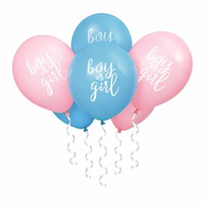 Gender Reveal "Boy or Girl" 12" Balloons, Pink & Blue - 8 Balloons/Pack
