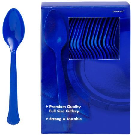 Solid Color Plastic Spoons - 50 Spoons/Pack or 1,200 Spoons/Case