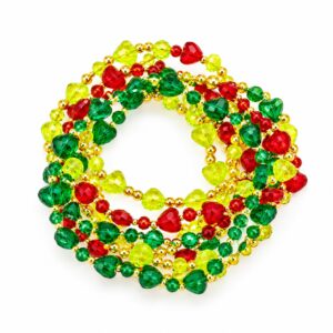Assorted Plastic Heart Beaded Bracelet - 144 Pieces/Bag