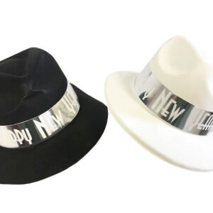 Happy New Year Flocked Fedoras - 50/Case