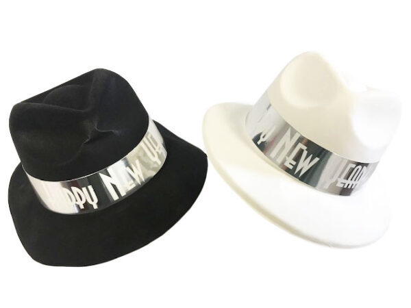 Happy New Year Flocked Fedoras - 50/Case