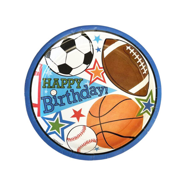Sports Birthday 9" Plates - 8 Plates