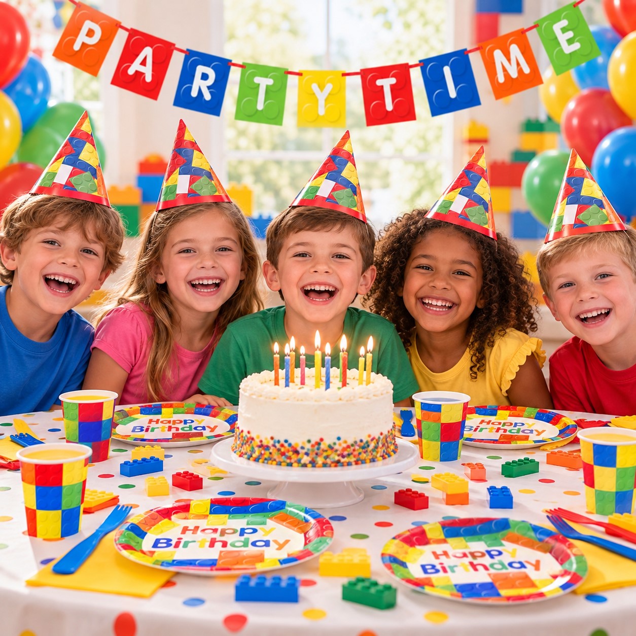 Building Blocks Party Hats - 8 Hats/Pack or 96 Hats/Case - Image 2