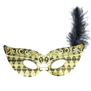 Happy New Year Masquerade, Black and Gold Mask - 25/Box