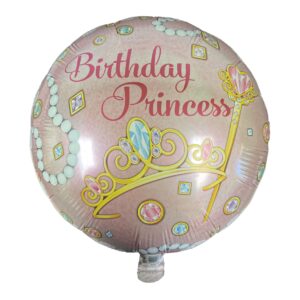 Pink Princess, Happy Birthday Mylar Balloon - 1 Balloon or 5 Balloons/Case