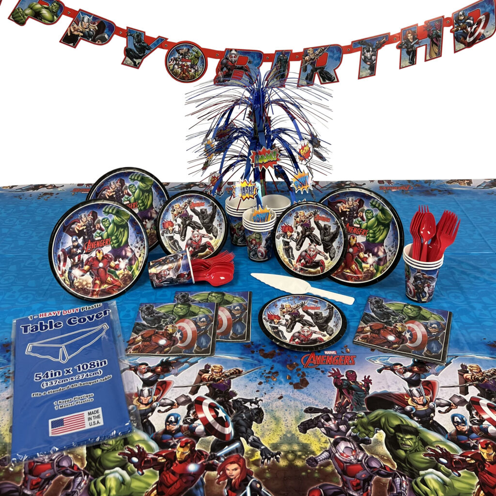 SPARKLERS CLUB Marvel Avengers partyset, 52 stuks, 16 borden, 16 bekers SPARKLERS CLUB Marvel Avengers partyset, 52 stuks, 16 borden, 16 bekers