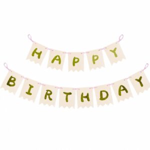Pink Happy Birthday Banner with Gold Letters - 1 Banner