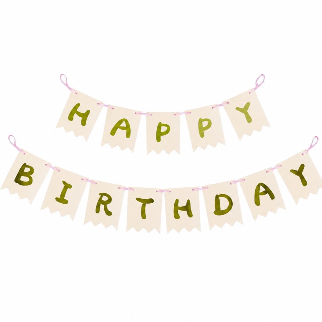 Pink Happy Birthday Banner with Gold Letters - 1 Banner