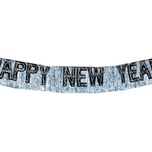 Happy New Year Foil Fringe Banner, Assorted, Black & Silver or Black & Gold - 1 Banner