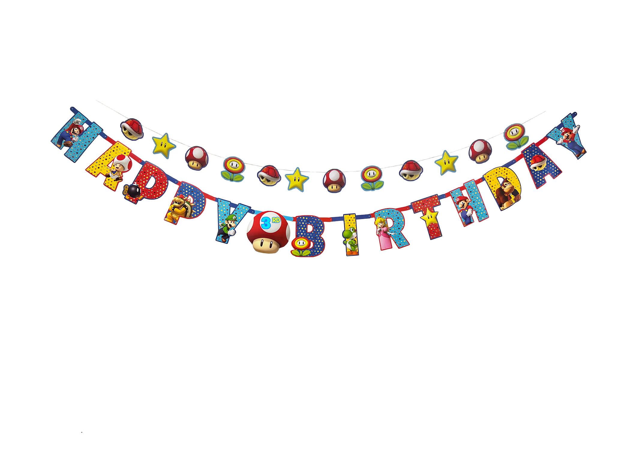 Super Mario Brothers "Happy Birthday" Banner - 1 Double Banner or 6 Double Banners/Case