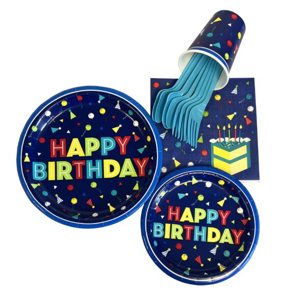 Festive Confetti Birthday 7" Plates - 8 Plates/Pack or 48 Plates/Unit - Image 2