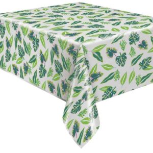 Tropical Leaves Foil Table Cover - 1 Table Cover/Pack or 12 Table Covers/Unit