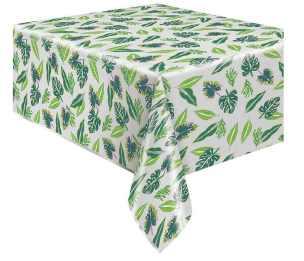 Tropical Leaves Foil Table Cover - 1 Table Cover/Pack or 12 Table Covers/Unit