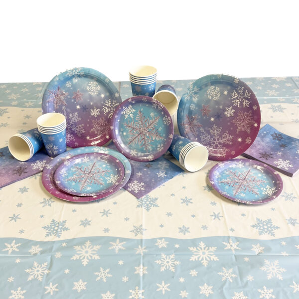 Snowflake Plastic Table Cover 1 Table Cover or 12 Table Covers/Unit - Image 2
