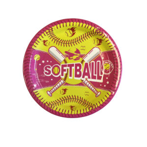 Girl's Softball Party 9" Plates - 8 Plates