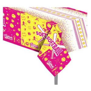 Girl's Softball Party Plastic Table Cover - 1 Table Cover