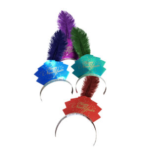 Assorted Color, New Years Eve Tiara with Feathers - 25 Tiaras/Box
