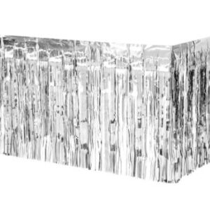 Silver, Fringed Table Skirt - 6 Table Skirts/Box