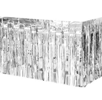 Silver, Fringed Table Skirt - 6 Table Skirts/Box
