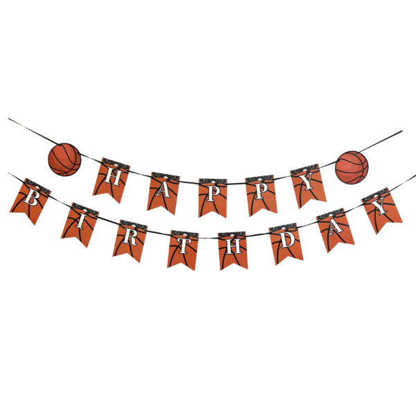 Basketball "Happy Birthday" Banner Double Banner - 2 Banners/Pack