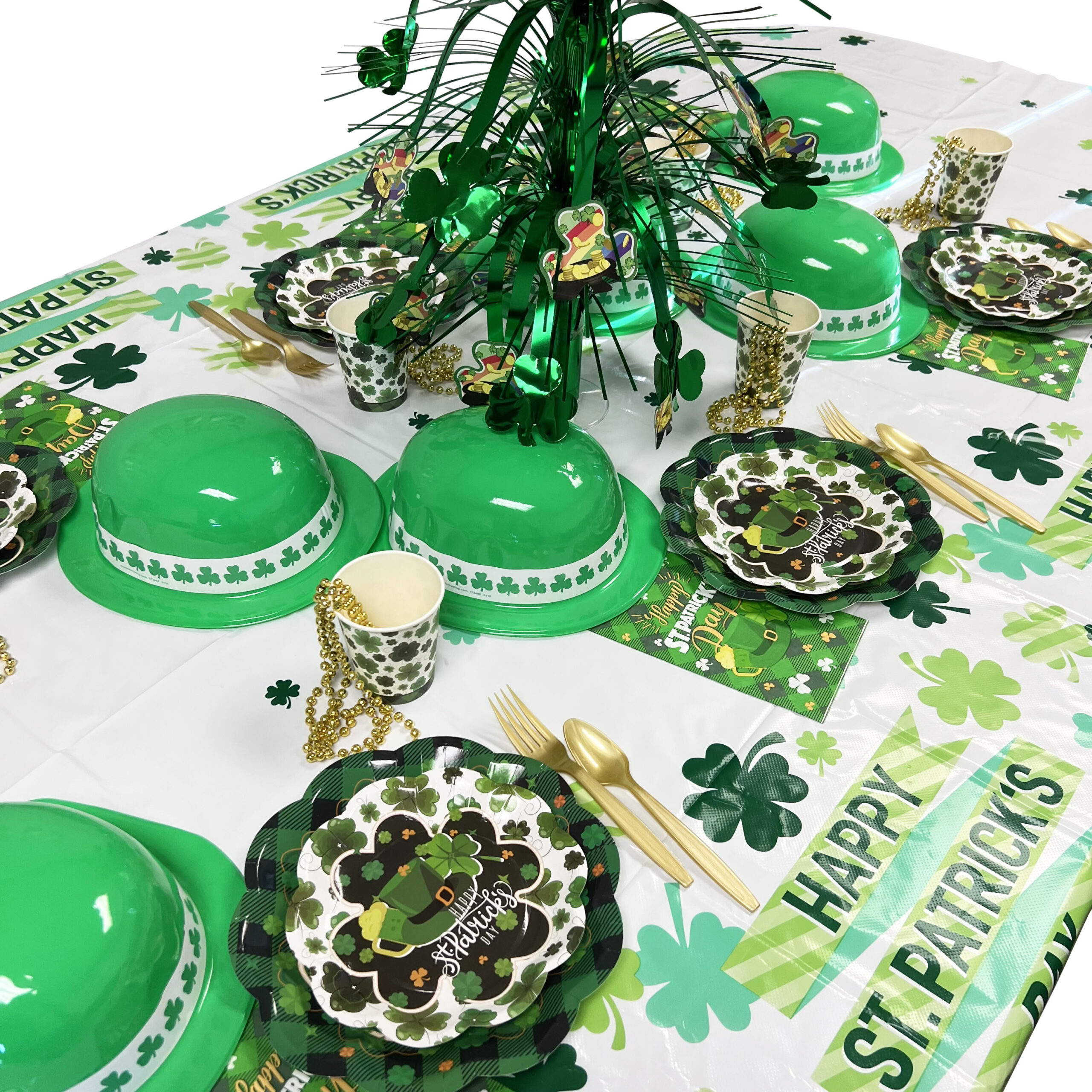 "Happy St. Patrick's Day" Plastic Table Cover - 1 Table Cover or 12 Table Covers/Case - Image 2