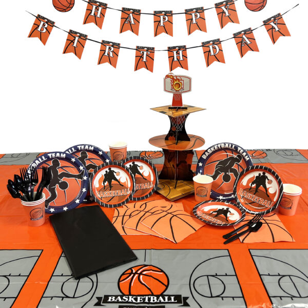 Basketball Deluxe Party Kit with themed tableware