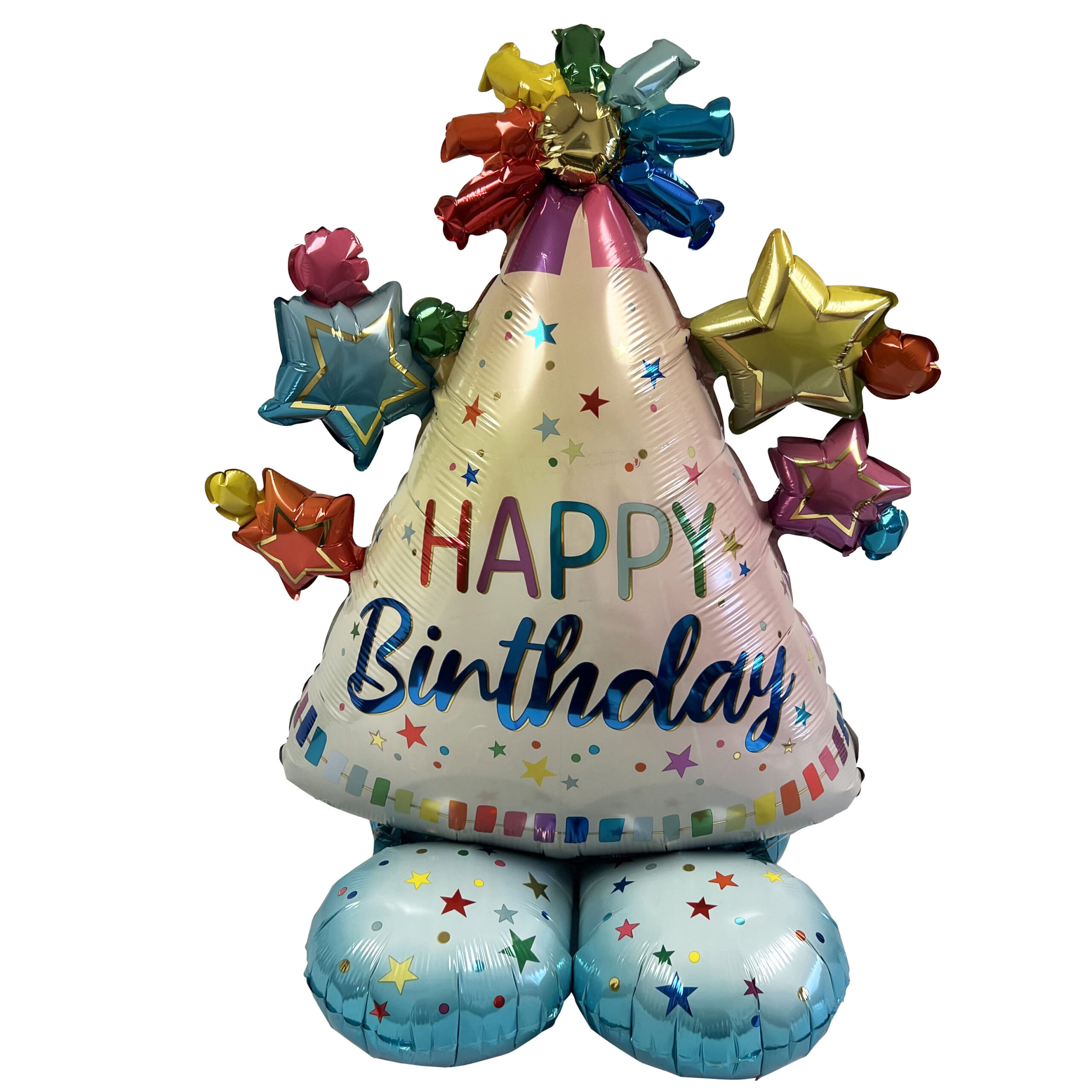Party Hat, "Happy Birthday" 36" x 27" Standing Balloon - 1 Each