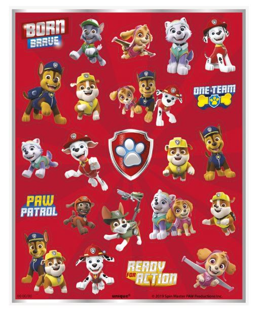 Paw Patrol Sticker Sheets - 4 Sheets/Pack or 48 Sheets/Case