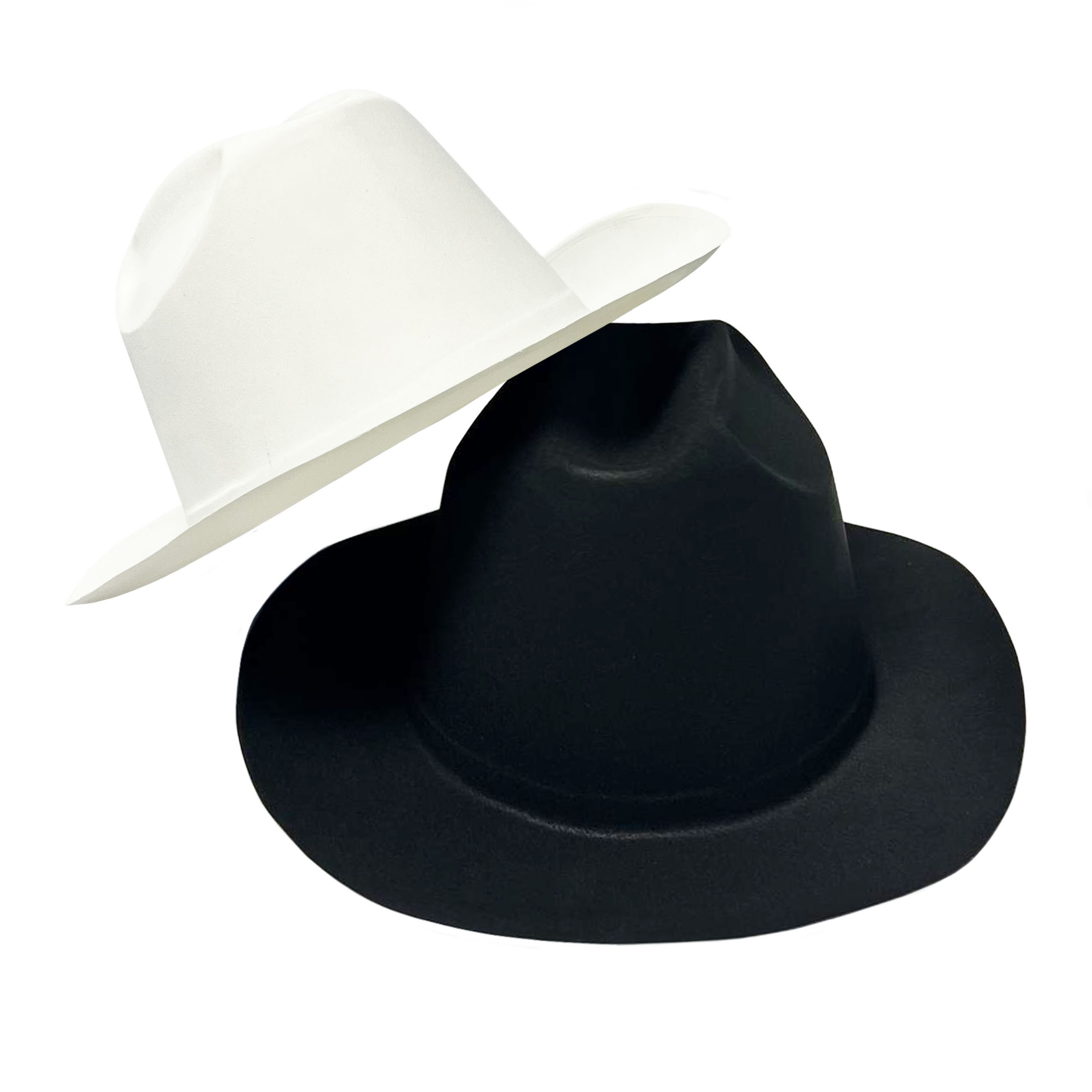 Black or White Plastic Velour Cowboy Hat - 1 Hat