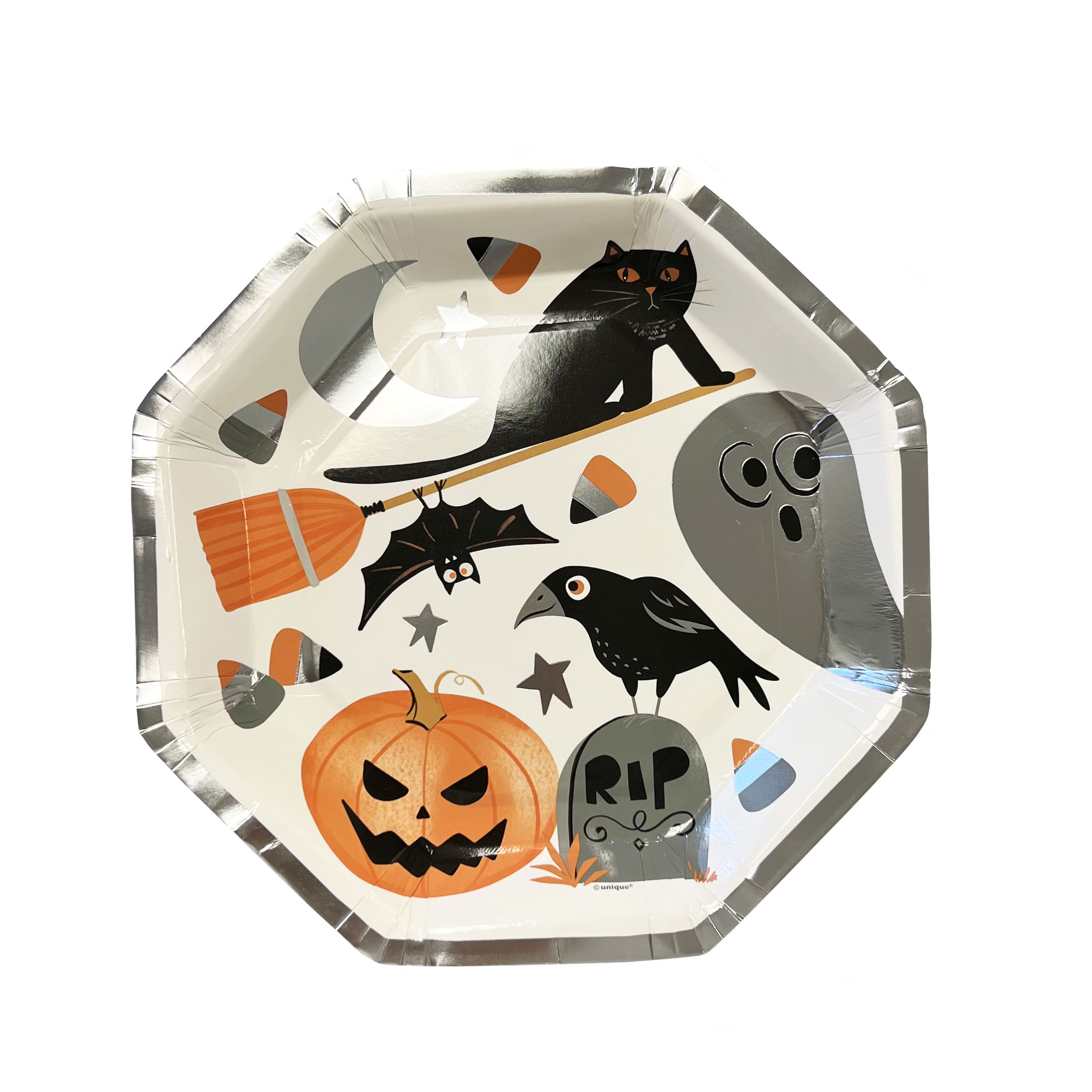 "Bats & Boos" 10.38" Octagon Halloween Plates - 8 Plates/Pack or 48 Plates/Case