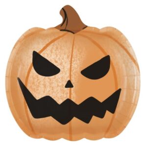 "Bats & Boos" 9.25" Pumpkin-Shaped Plates - 8 Plates/Pack or 48 Plates/Case