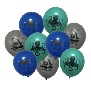 Shark, Assorted Color 12" Latex Balloons - 10 Balloons/Pack
