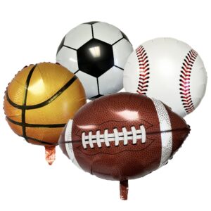 Sports, 18" Mylar Balloons - 4 Balloons/Pack