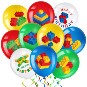 Building Blocks, 12" Assorted Color, Latex Balloons - 1 Balloon