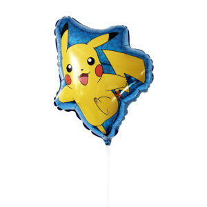 Pikachu, 14" AIR FILLED Mylar Balloon on Stick - 1 Each