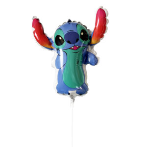 Stitch, 14" AIR FILLED Mylar Balloon on Stick - 1 Each