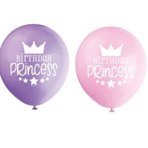 Princess, Pink & Purple 12" Latex Balloons - 8 Balloons/Pack